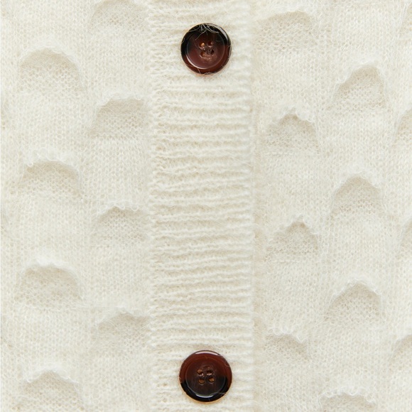 Zara Wool and Alpaca Blend Disc Knit Cardigan in Ecru - Picture 5 of 14